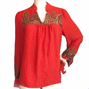 Tibi patterned red silk blouse, size 4